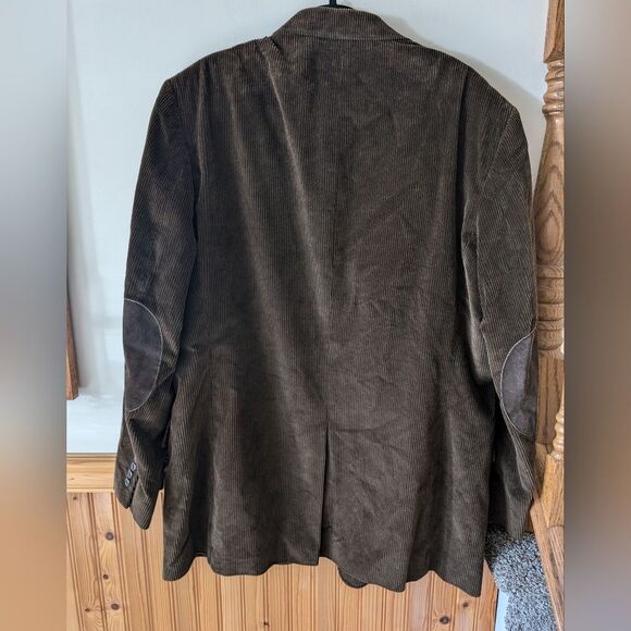 Stafford Brown Corduroy Elbow Patch Blazer Size 46L - Picture 7 of 11